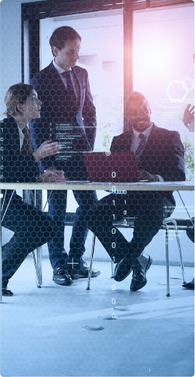 imagem de empresários em reunião